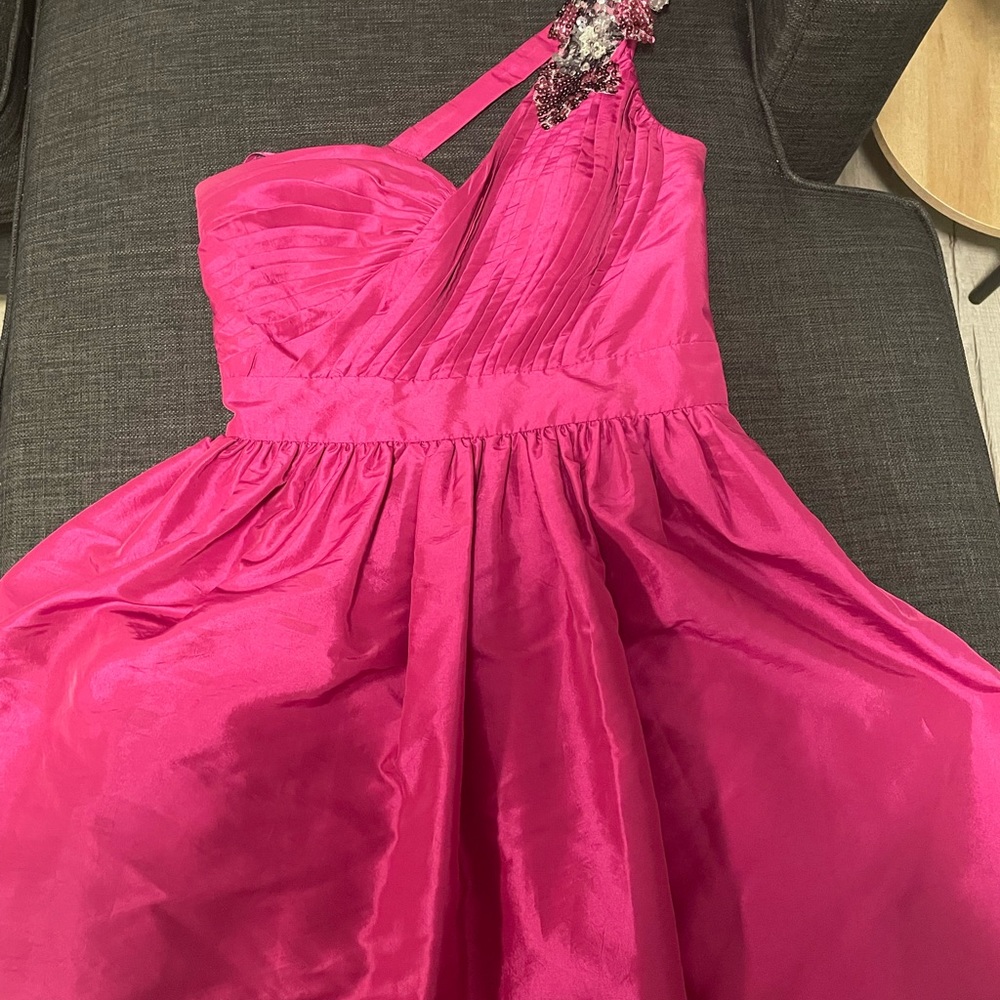 Hot pink one shoulder dress